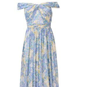 Adrianna Papell Pleated Off-The-Shoulder Gown